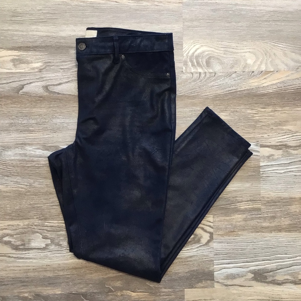 Chico’s Blue Gold Sparkle High Rise Pull On Jegging 8